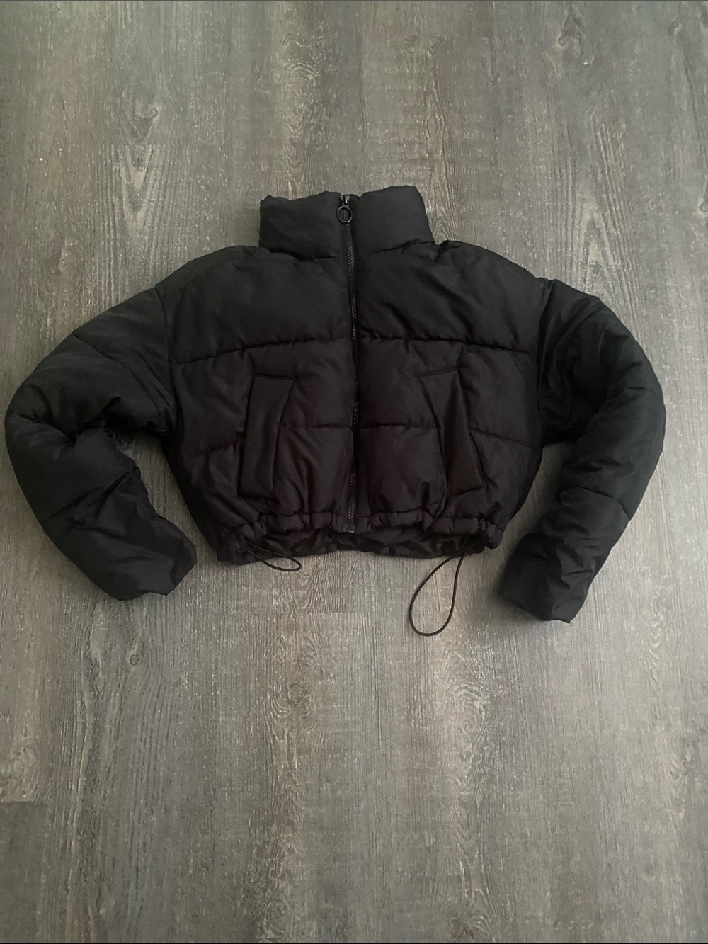 Hollister Black Cropped Puffer Jacket - Picture 1 of 4